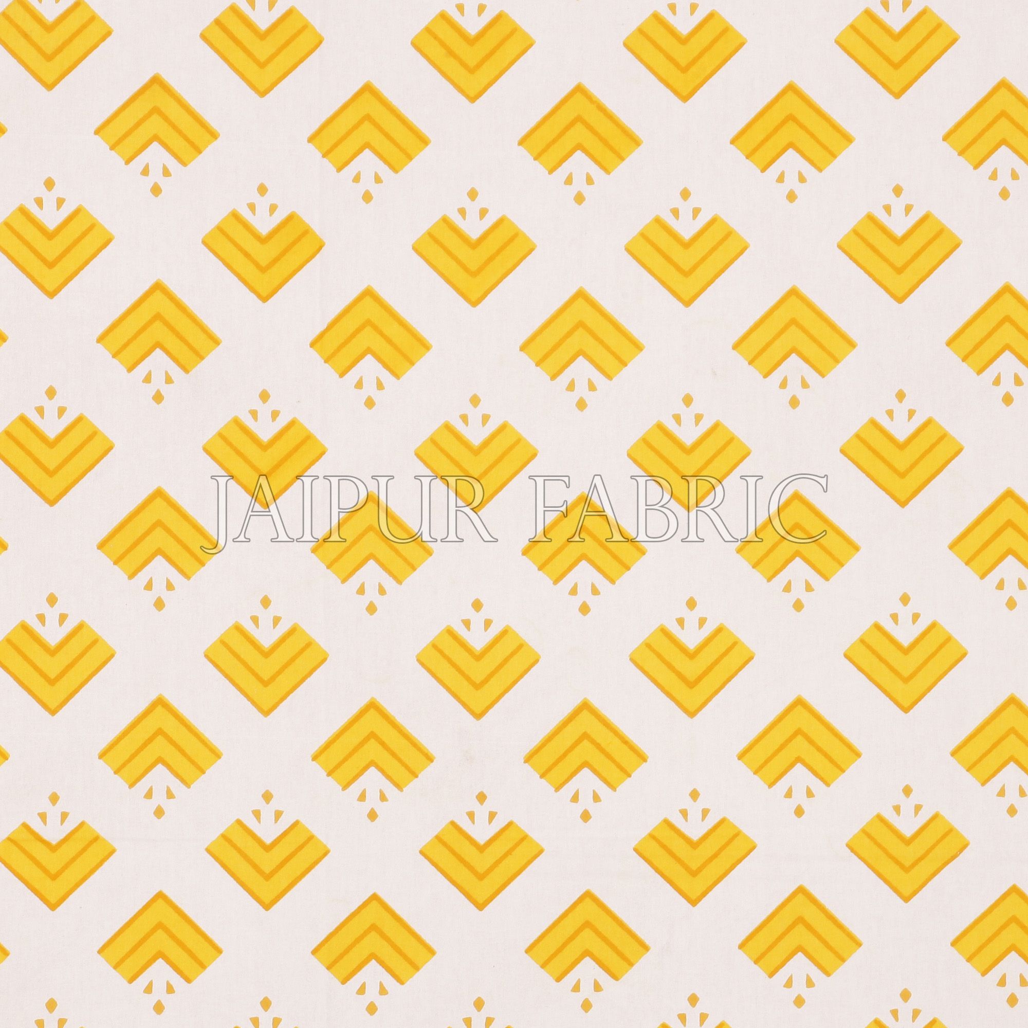 Yellow Border Arrow Pattern Screen Print Cotton Double Bed Sheet