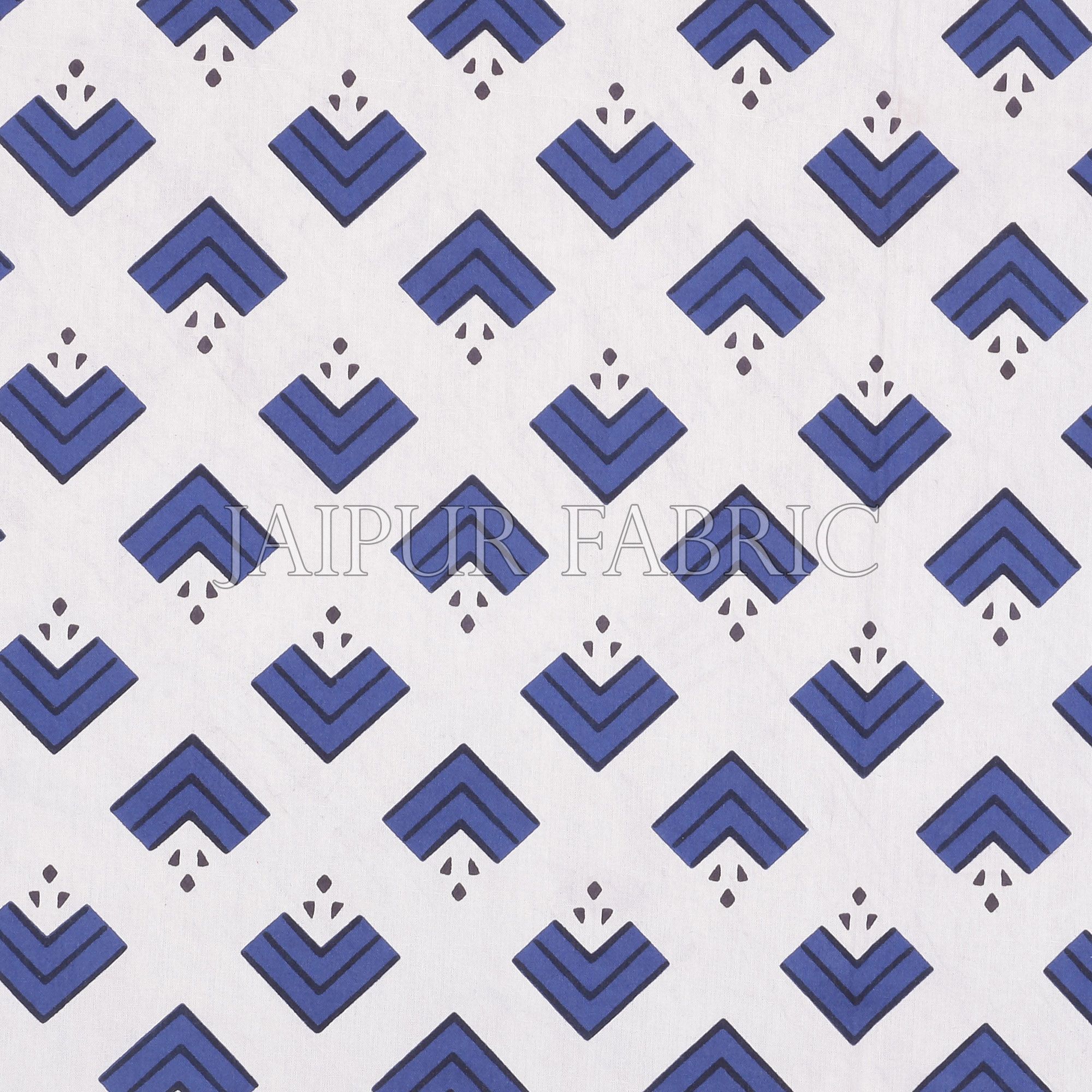 Navy Blue Border Arrow Pattern Screen Print Cotton Double Bed Sheet