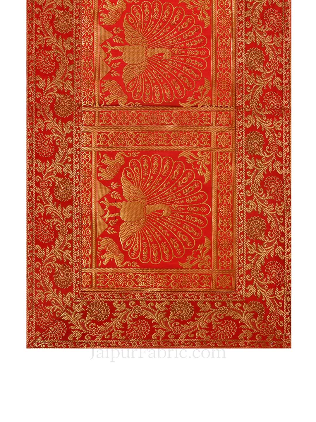 Royal Peacock Red Silk Table Runner