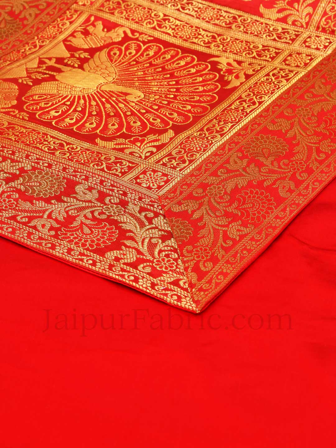 Royal Peacock Red Silk Table Runner