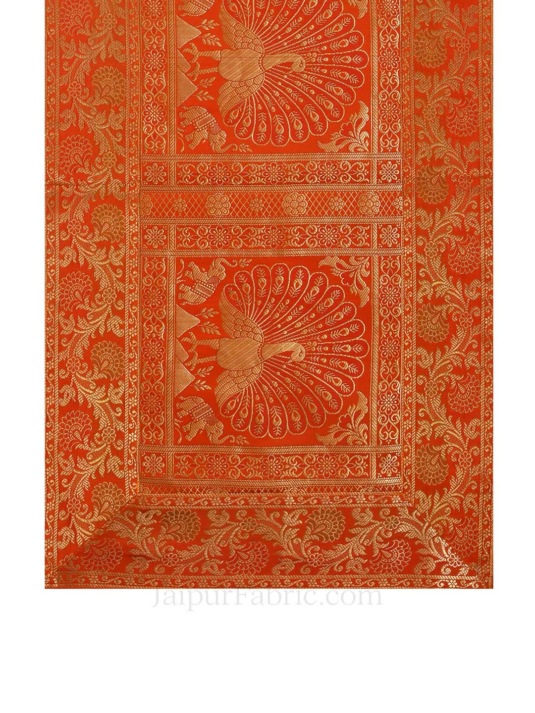 Royal Peacock Orange Silk Table Runner