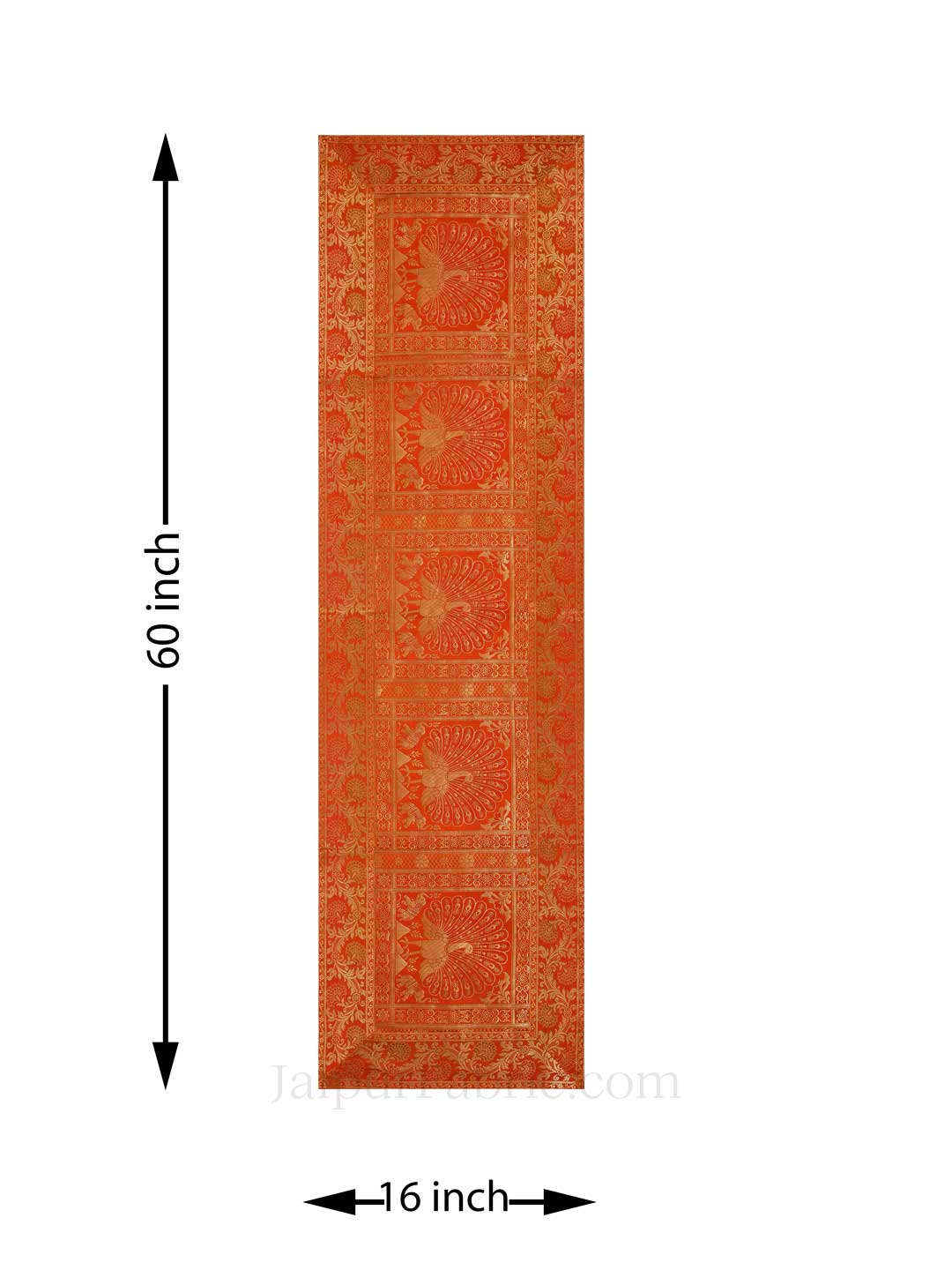 Royal Peacock Orange Silk Table Runner