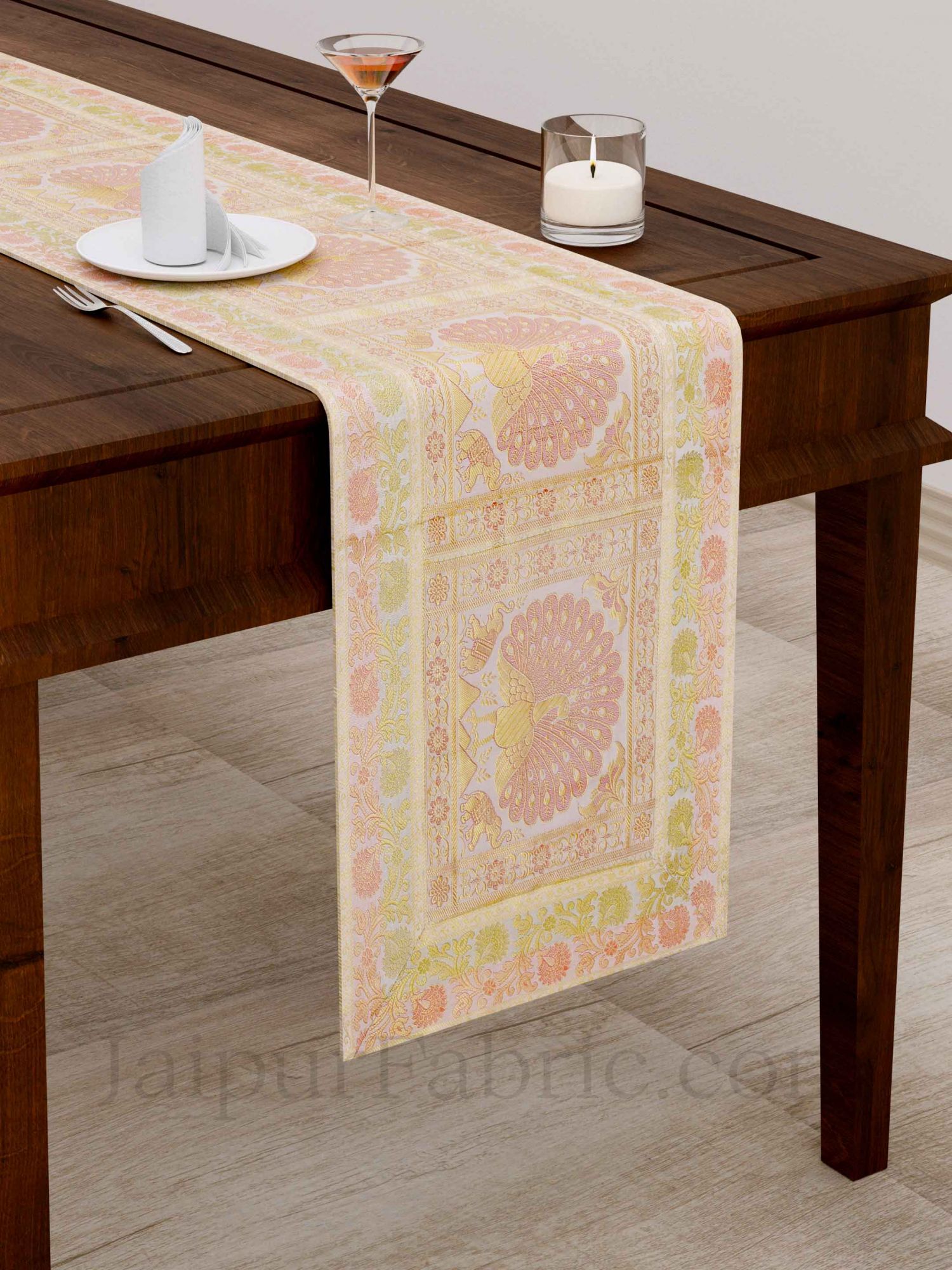 Royal Peacock Multicolor Silk Table Runner