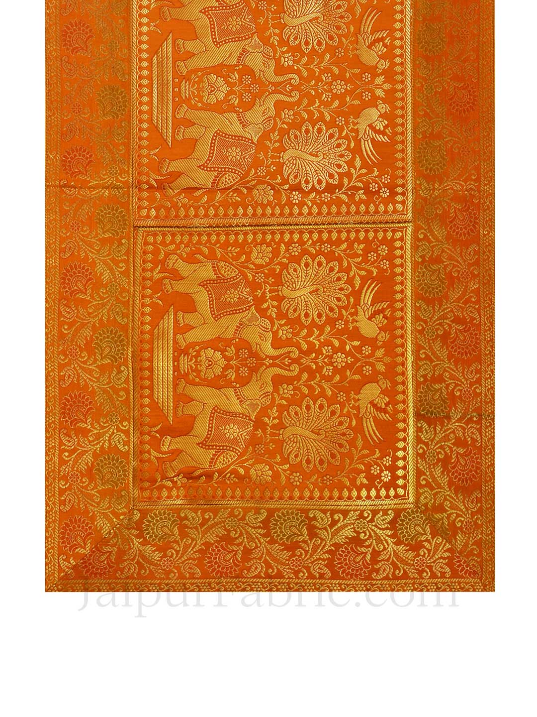 Royal Elephants Yellow Silk Table Runner