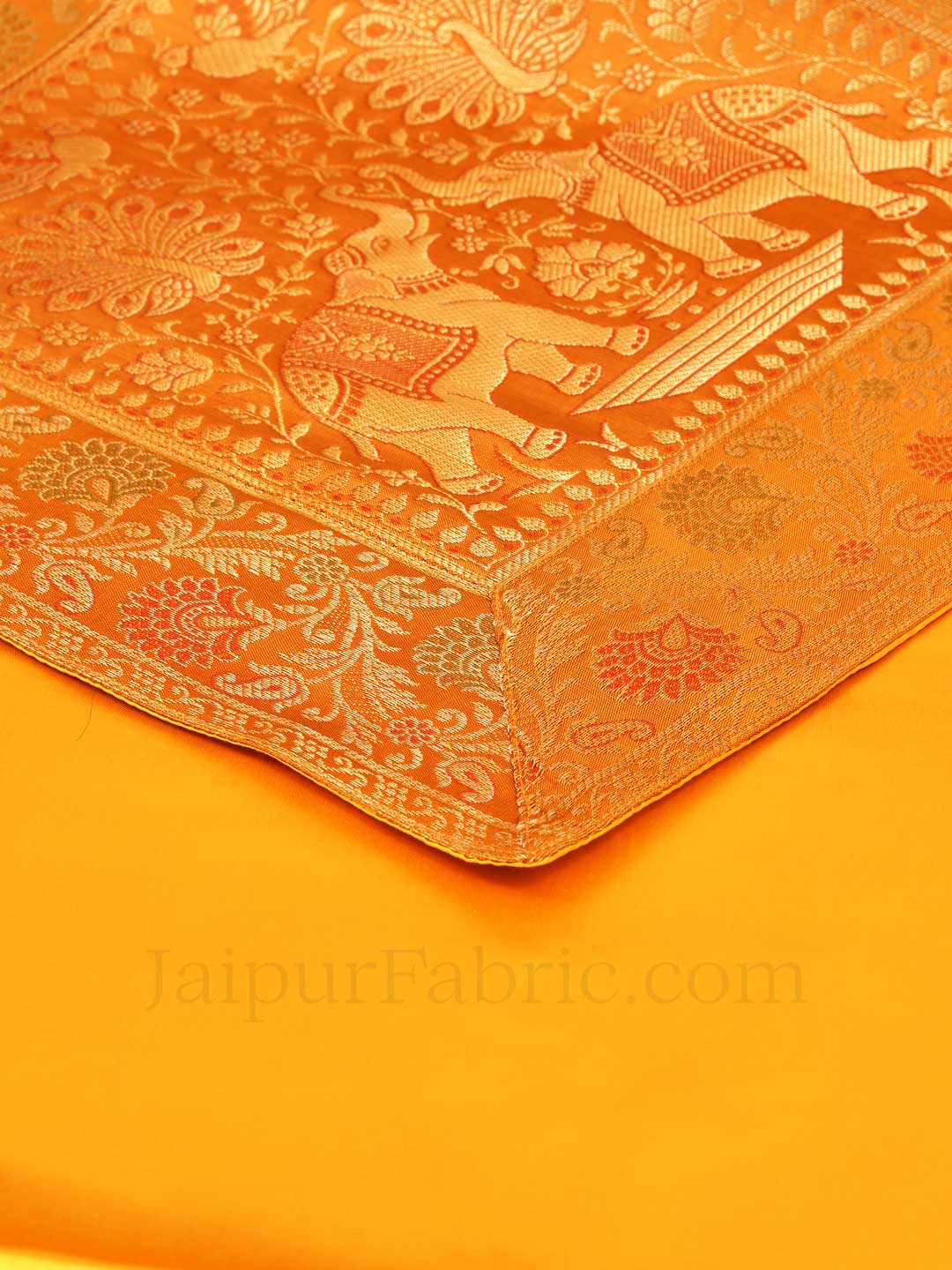 Royal Elephants Yellow Silk Table Runner