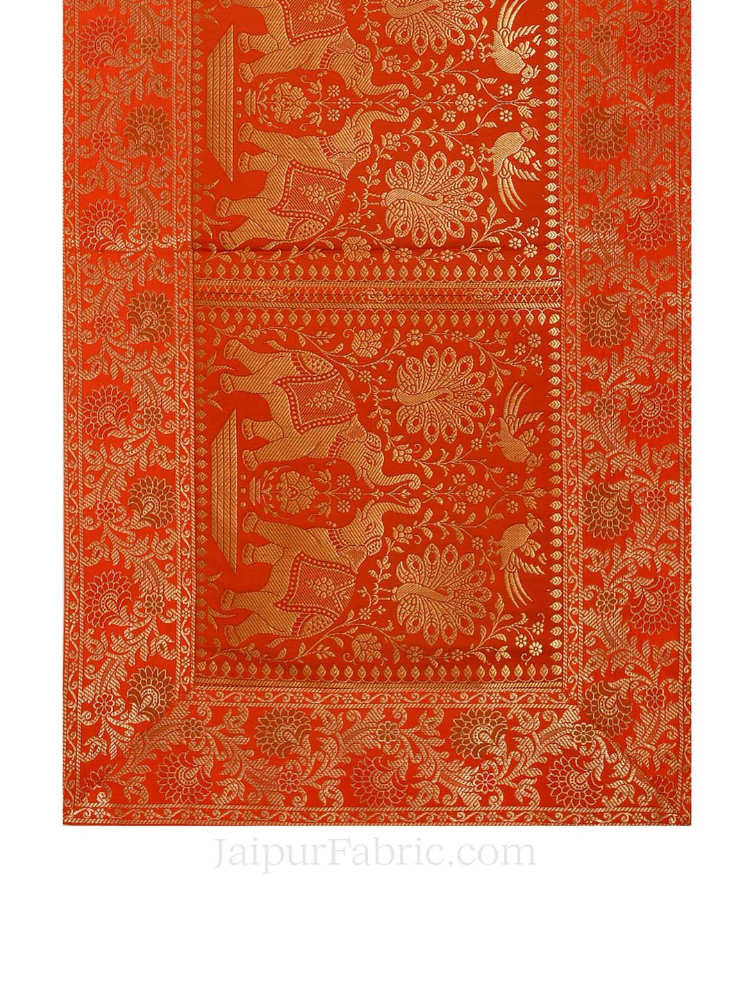 Royal Elephants Orange Silk Table Runner