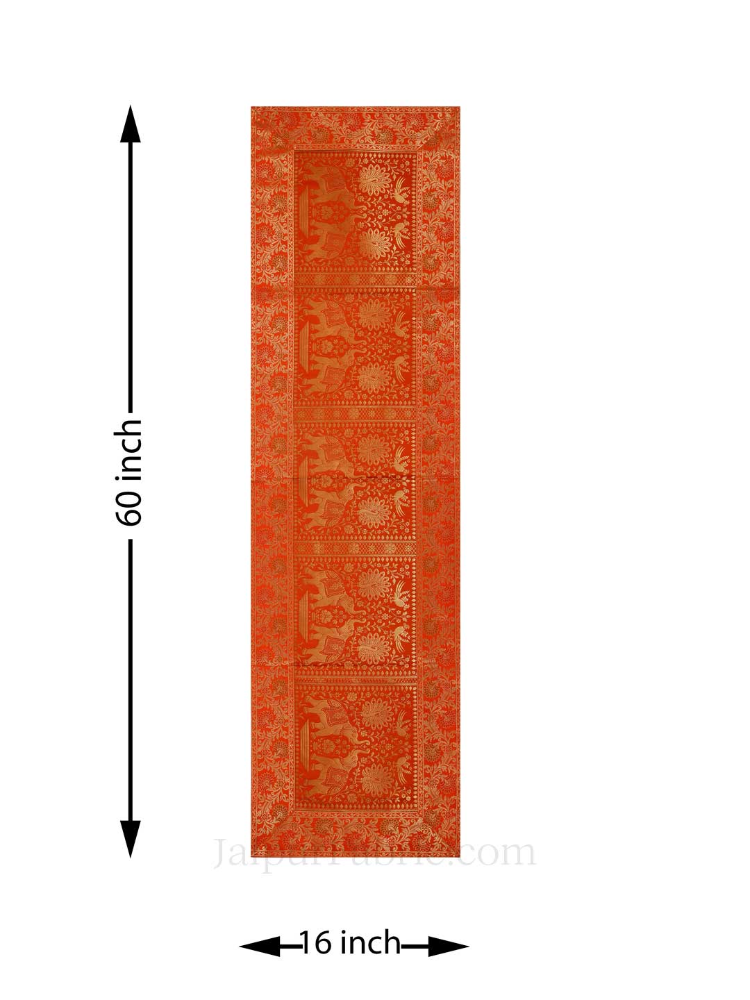 Royal Elephants Orange Silk Table Runner