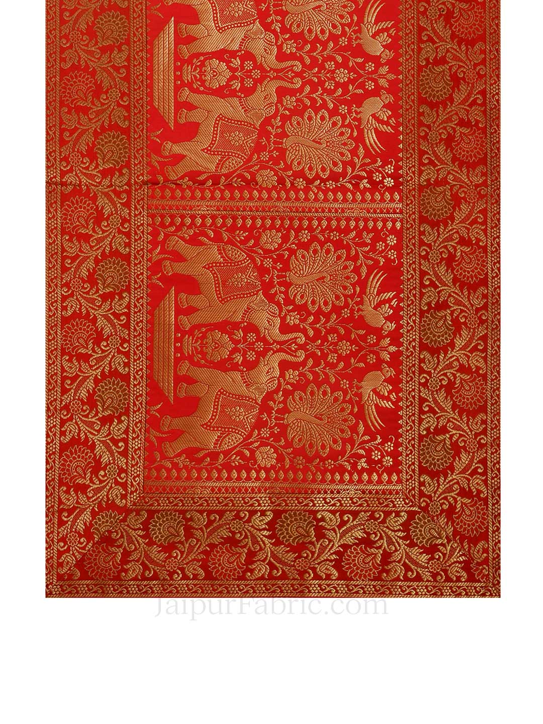 Royal Elephants Red Silk Table Runner