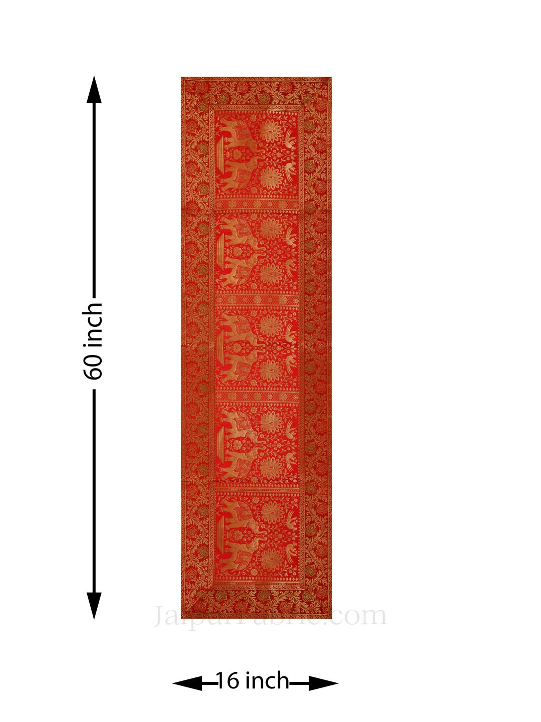 Royal Elephants Red Silk Table Runner