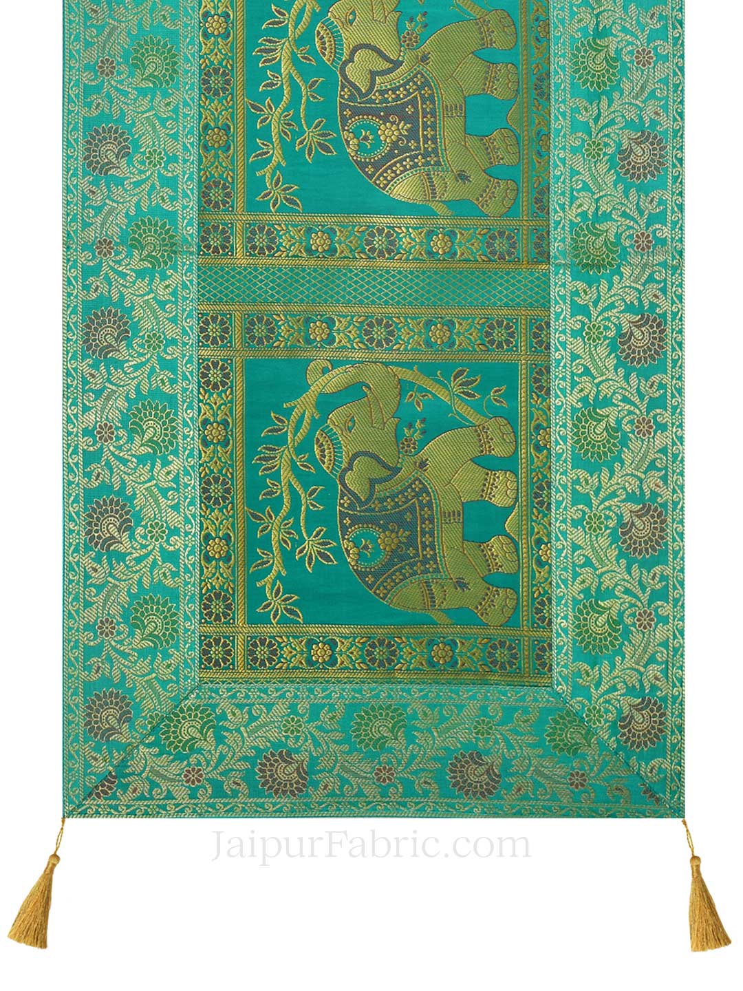 Imperial Elephant Green Silk Table Runner