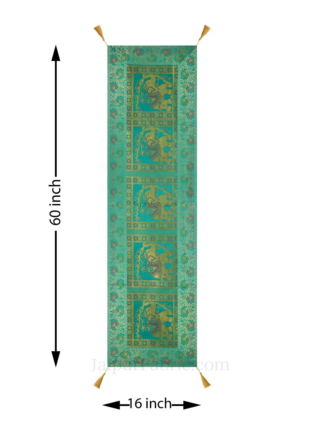 Imperial Elephant Green Silk Table Runner