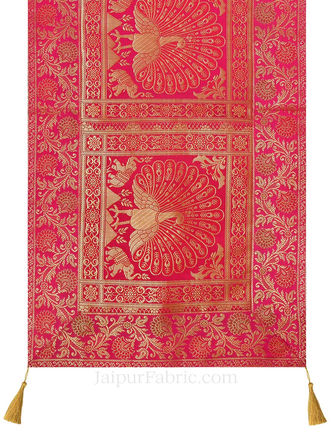 Imperial Peacock Pink Silk Table Runner