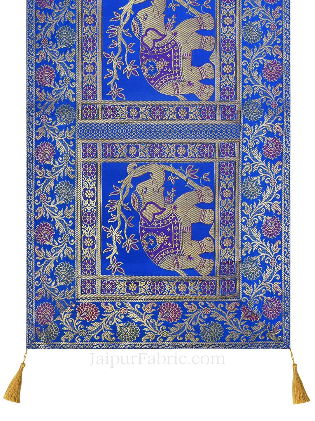 Imperial Elephant Blue Silk Table Runner