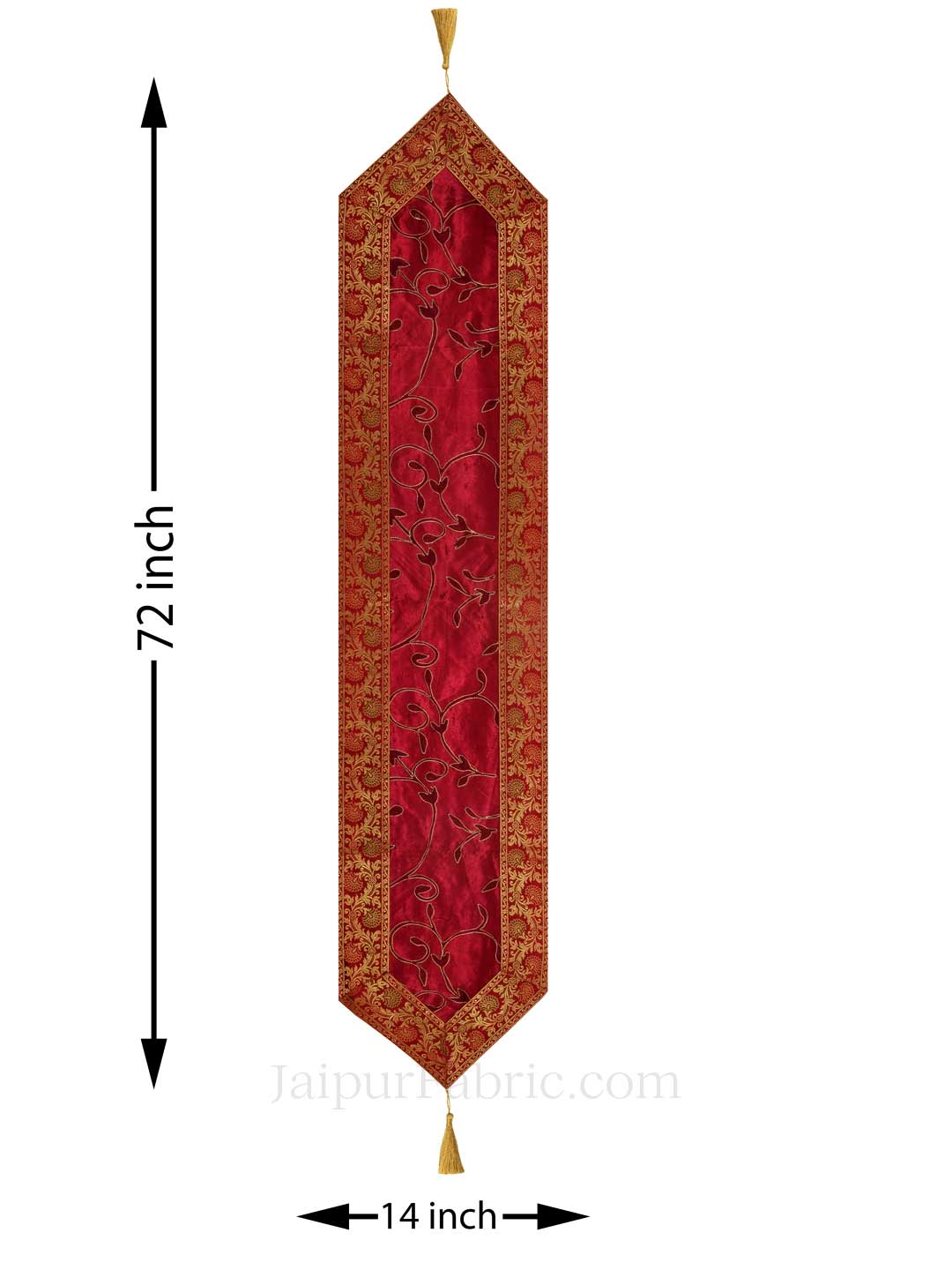 Traditional Thread Work Maroon Silk Table Runner