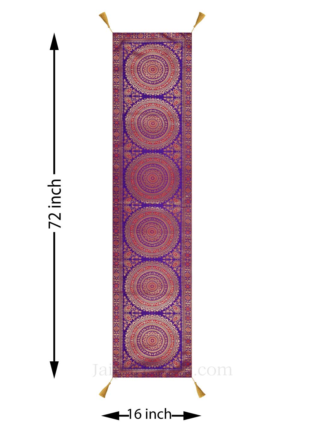 Rich Rangoli Pattern Purple Silk Table Runner