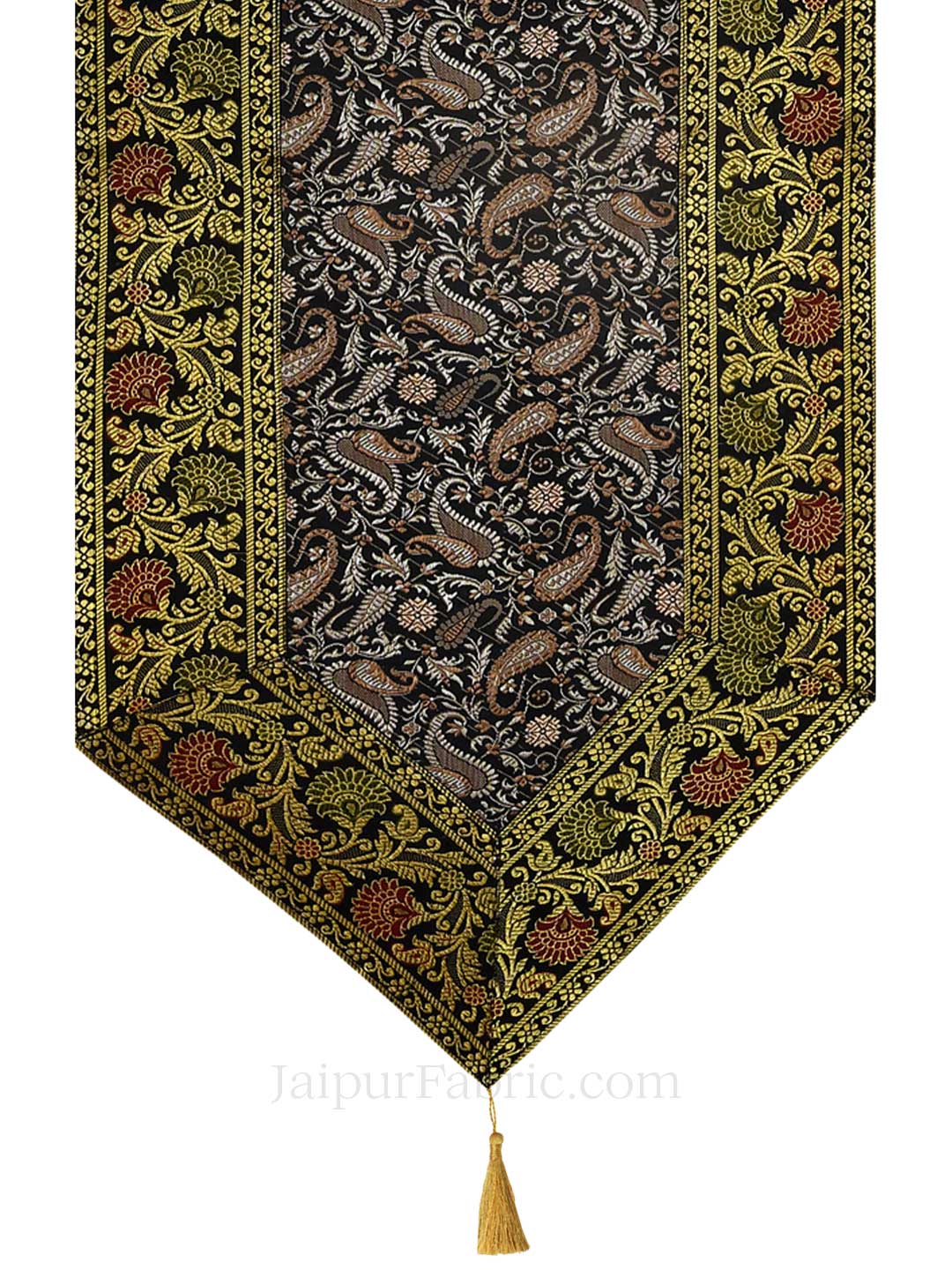 Heritage Paisley Print Black Silk Table Runner