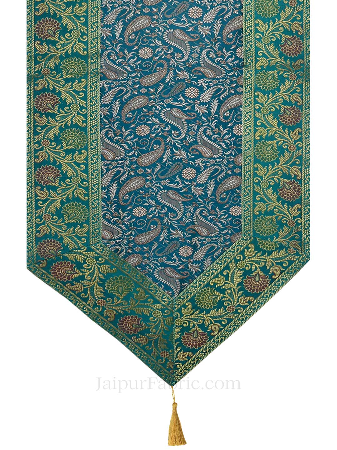 Heritage Paisley Print Blue Silk Table Runner