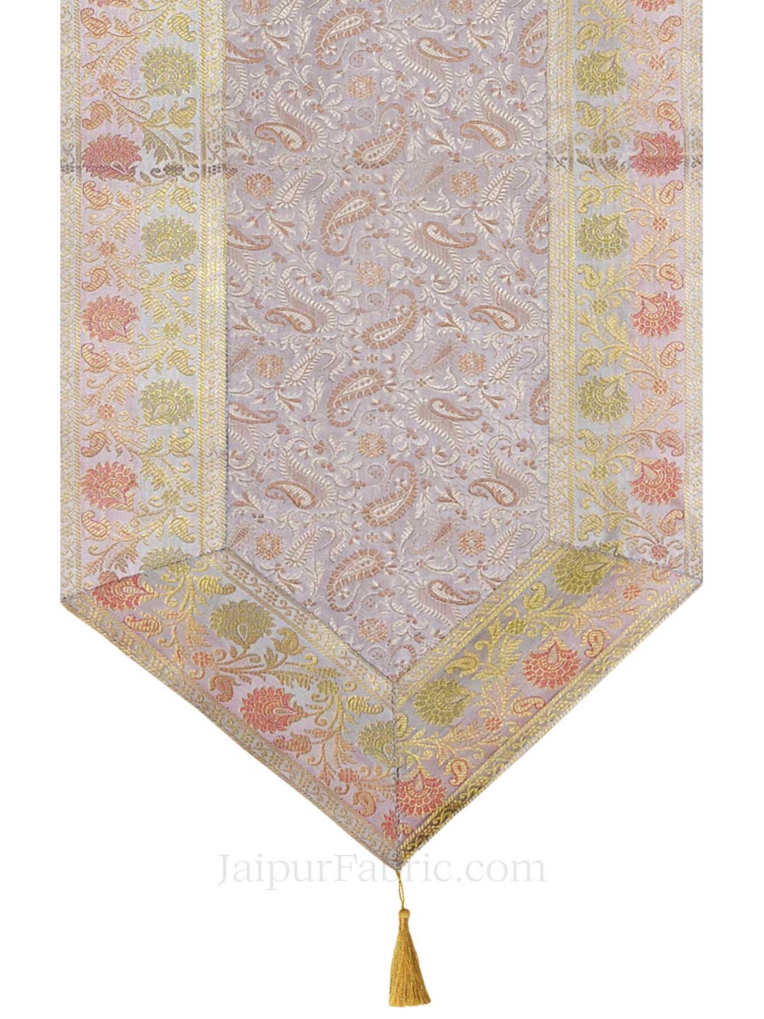 Heritage Paisley Print White Silk Table Runner