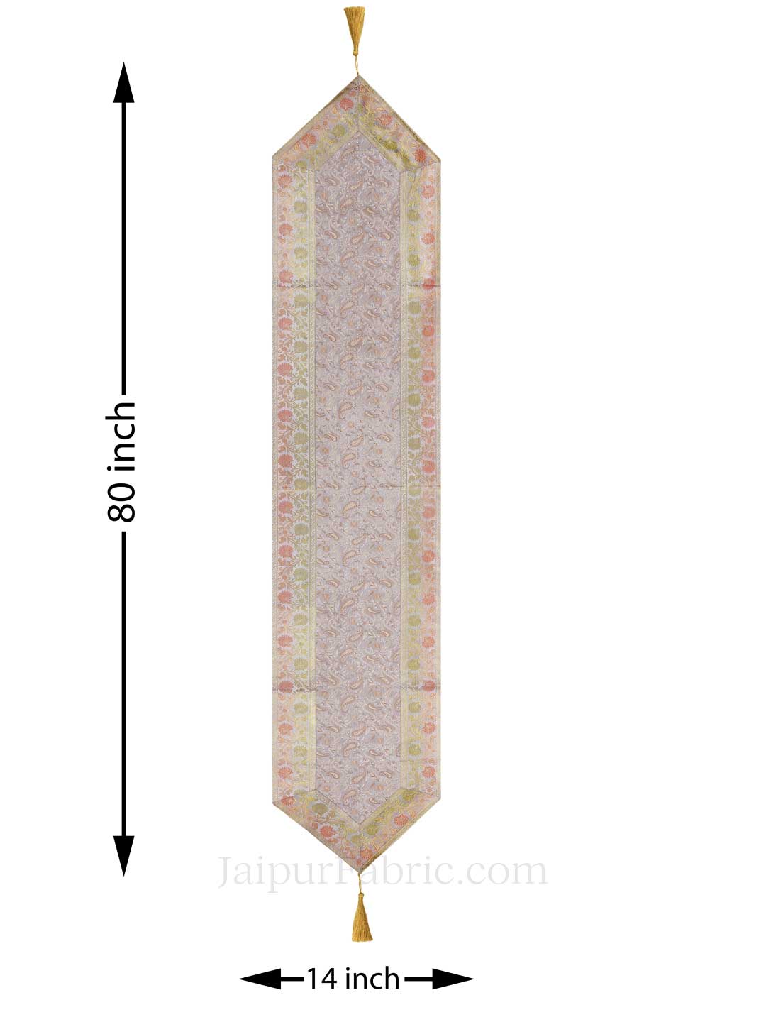 Heritage Paisley Print White Silk Table Runner