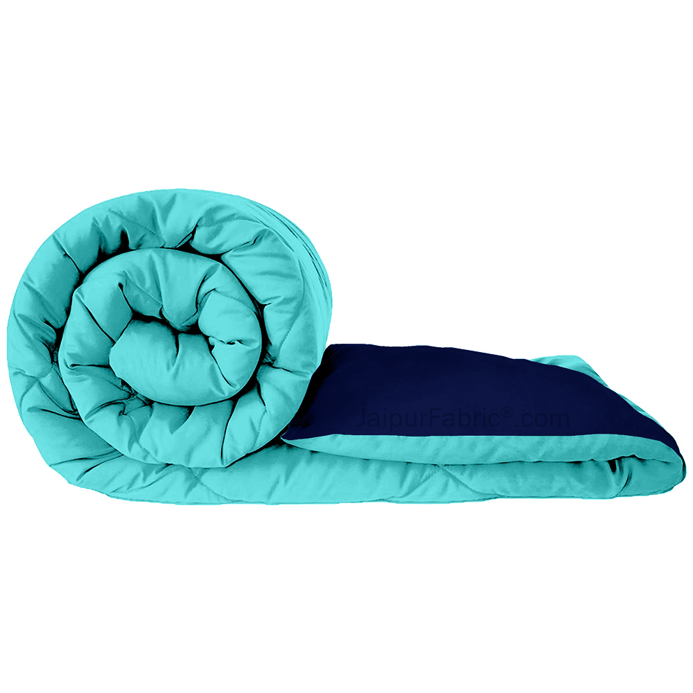 Navy Blue- Aqua Green Double Bed Comforter