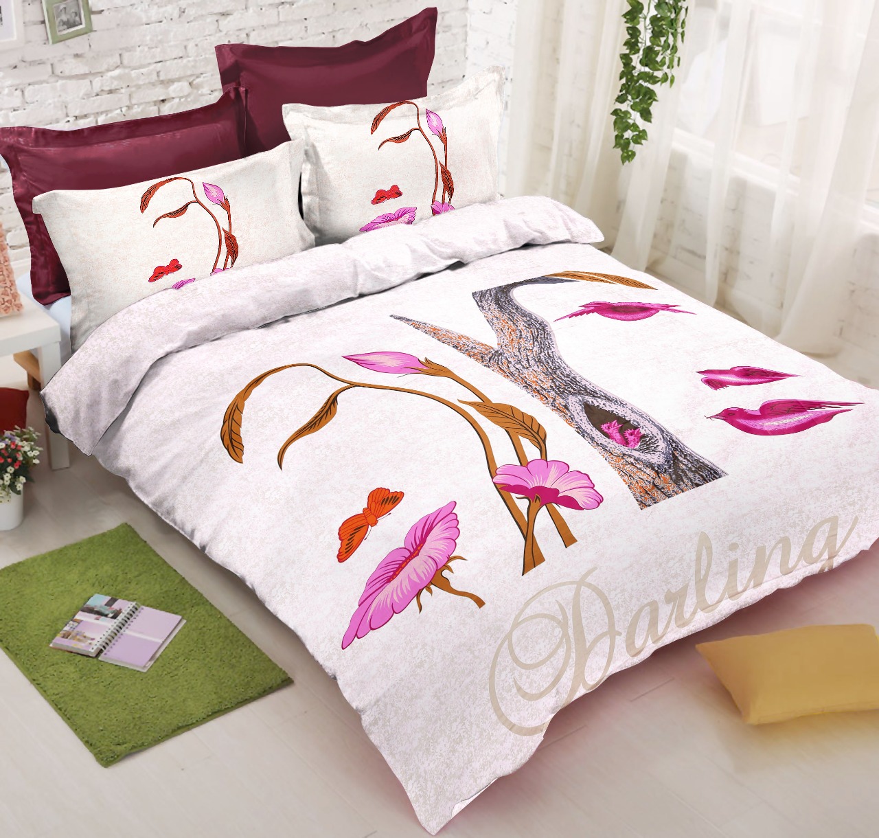 Illusion Magic Pink 240 TC Double Bedsheet