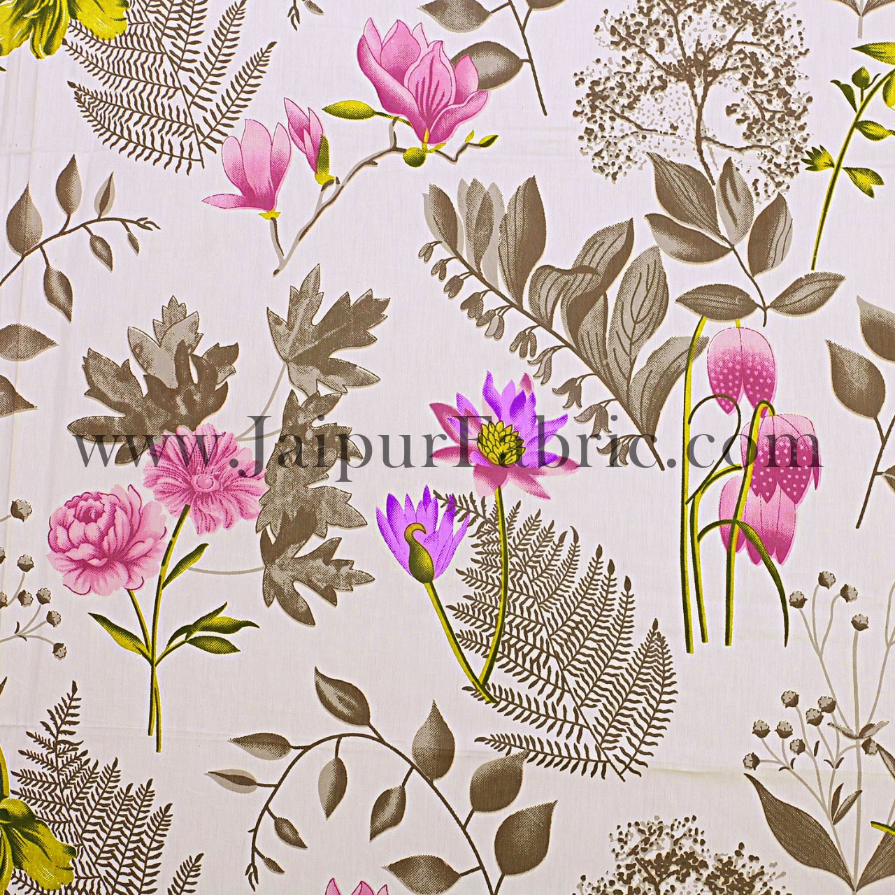 Twill Cotton Bedsheet Seamless White Floral Print