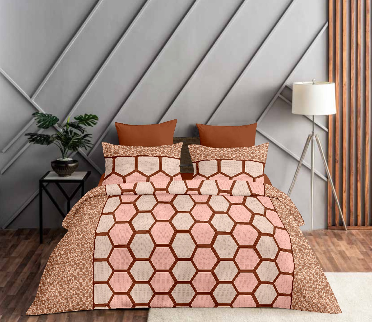 COMBO329 HONEYCOMB BEDSHEET + COMFORTER SET