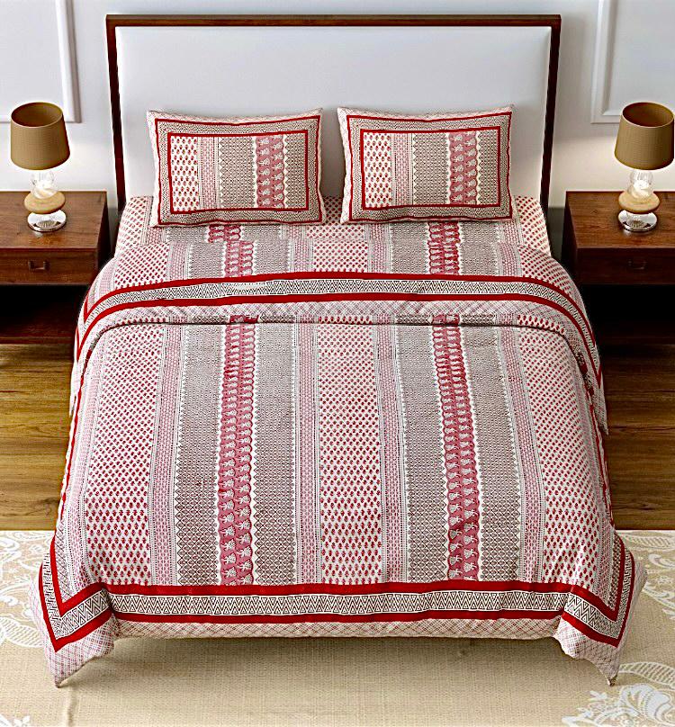 Longitudinal Composition Peach Double Bedsheet