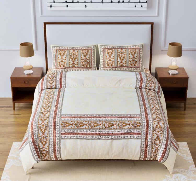 Artistic Quadrangle Brown Double Bedsheet