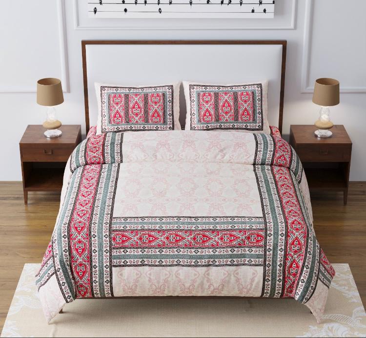 Artistic Quadrangle Red Double Bedsheet