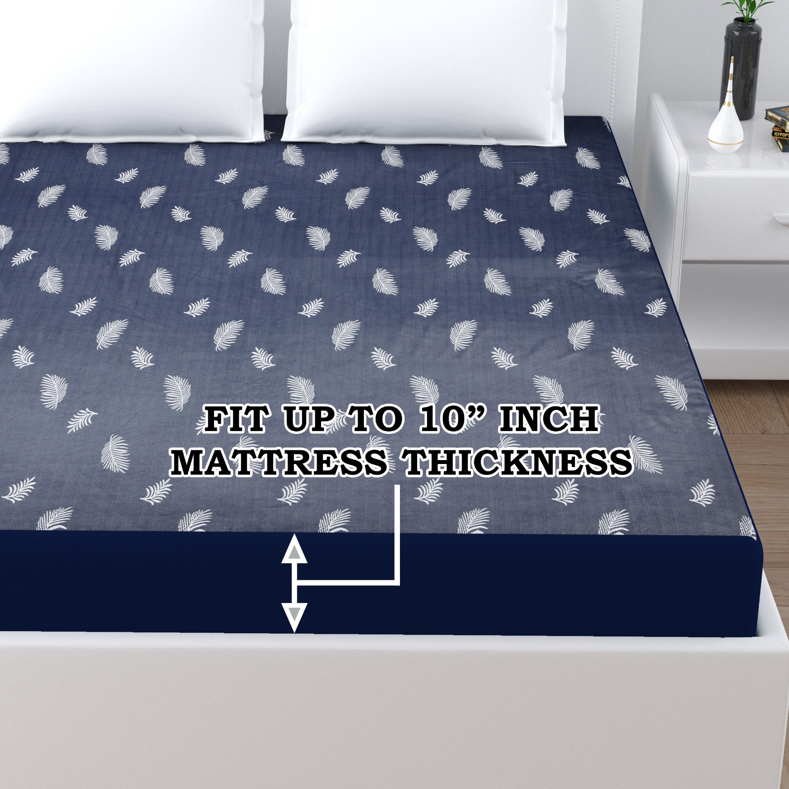 Blue Printed Water Proof Fitted Mattress Protector